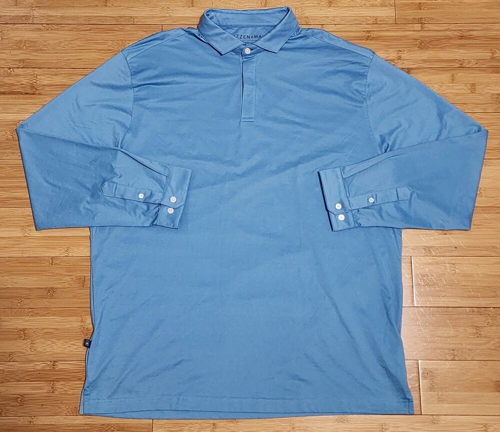 Mizzen Main Polo Mens XL Blue Classic Fit Long Sleeve Pullover Golf Shirt Preppy